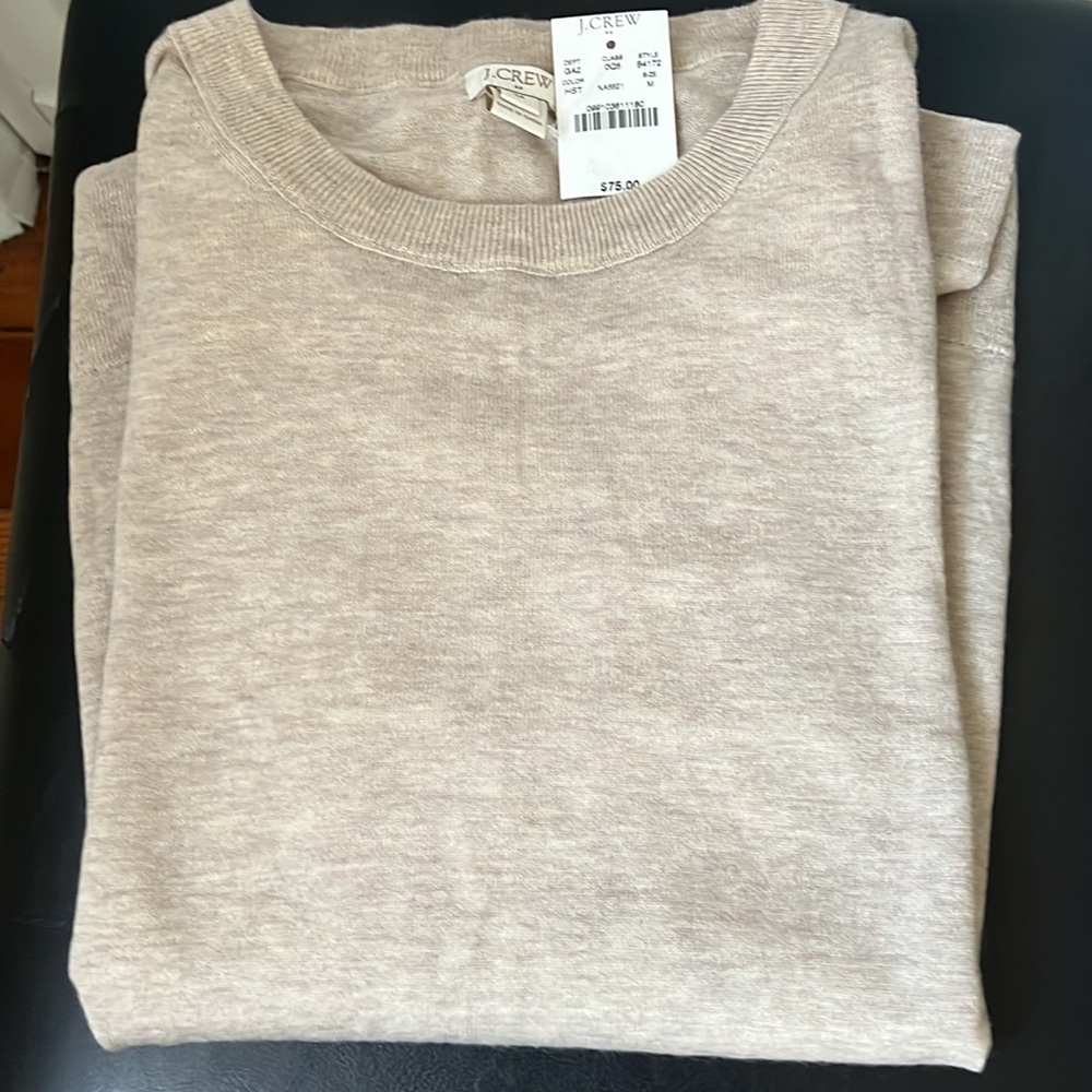 JCrew Beige Merino Wool and Acrylic Sweater with Elbow Patches. - Picture 2 of 3